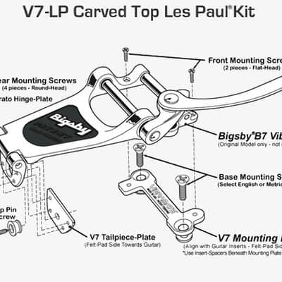 Vibramate V7-LP-C V7 Gibson Les Paul Adapter Kit For Bigsby B7 - Silver image 2
