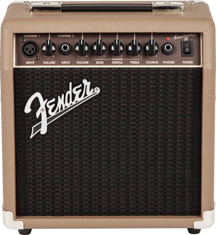 Fender Acoustasonic 15 Acoustic Guitar Combo Amplifier, 15W, Brown image 1