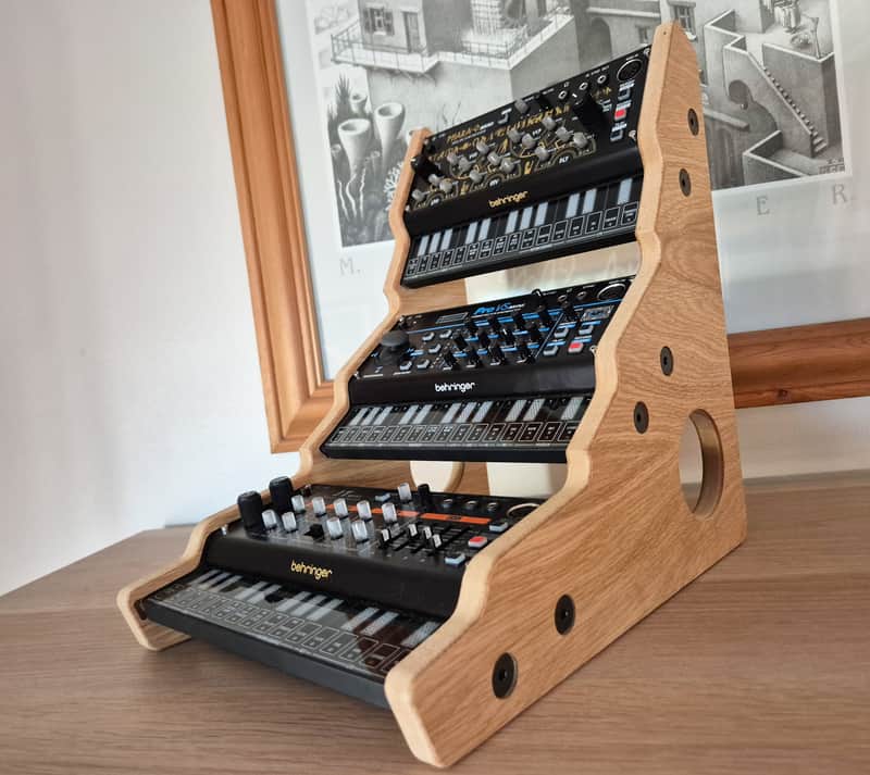 Behringer  Pro VS Phara O JT Mini synthesizer wooden Oak Veneered MDF triple stand Pro VS Phara O JT Mini image 1