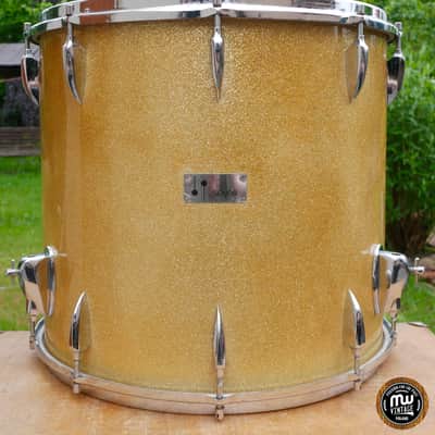 Sonor Teardrop Floortom Floor tom 18" x 16" 3-ply Gold Sparkle Vintage ULTRA RARE image 2