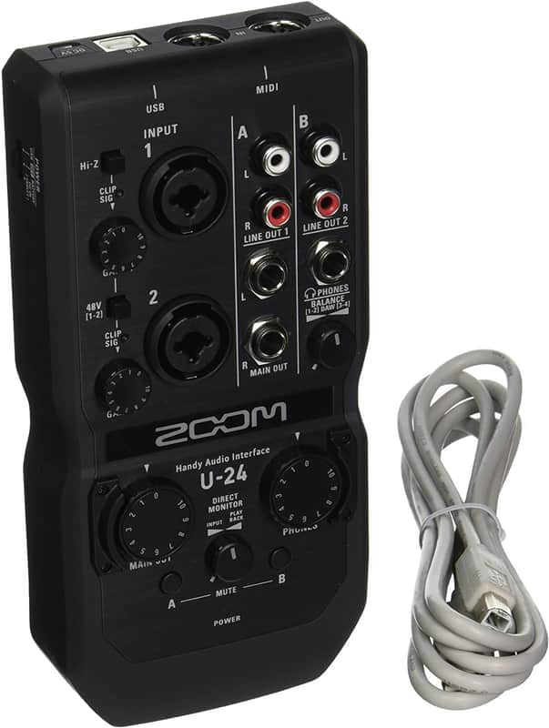 Zoom U-24 Handy Audio Interface, 2-Channel Portable USB Audio Interface, 2 XLR/TRS Combo Inputs, MIDI I/O, RCA Outputs image 1