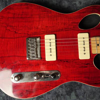 Fender Hollow Body Telecaster Partscaster P90 Special Natural Red Spalted Maple Flame top image 4
