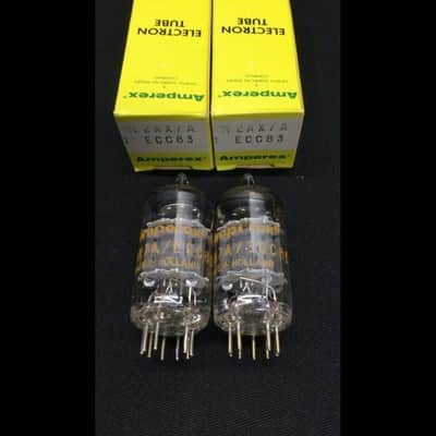 NOS NIB Matched Pair AMPEREX 12AX7A ECC83 Holland Dimple Disc Getter Vacuum Tubes 9.9732 image 1