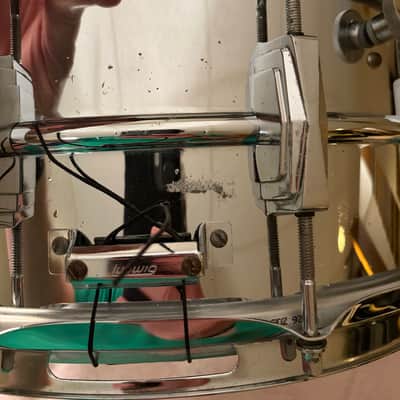 Ludwig No. 402 Supraphonic 6.5x14" 10-Lug Aluminum Snare Drum with Pointed Blue/Olive Badge 1969 - 1979 - Chrome-Plated image 16