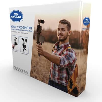 Savage Mobile Vlogging Kit with Microphone, LED Light, Phone Holder and Handheld/Tabletop Adaptable Stand for Vloggers and Youtubers image 6