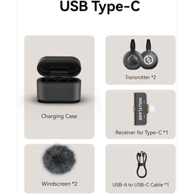 Hollyland LARK M2S DUO 2-Person Wireless Microphone System with USB-C Connector for Mobile Devices - Plug & Play (2.4 GHz, Space Gray) + Vivitar compact Selfie Video Tripod + 16GB Transcend MicroSD Memory Card with Adapter image 3