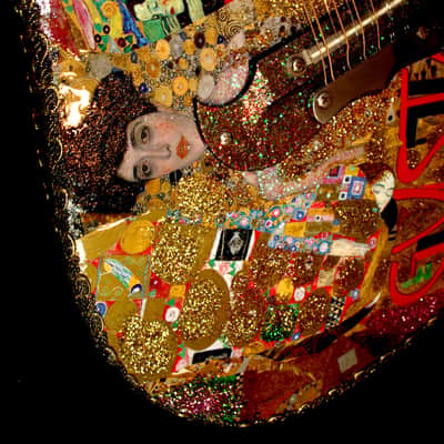 Framus 12 String Acoustic. klimt Art by El Daga 2005 Collage Goldtone.  Collectible. Only 1. RARE. image 5