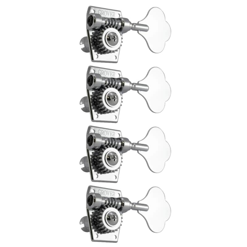Grover Bass Machinehead Set 4-In-Line Chrome Vintage image 1