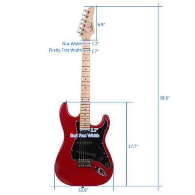 Glarry GST Electric Guitar with Black Pickguard Red image 5