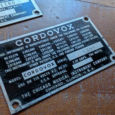 Cordovox Amplifier Branding Badge ID Plates Original Vintage Parts image 2