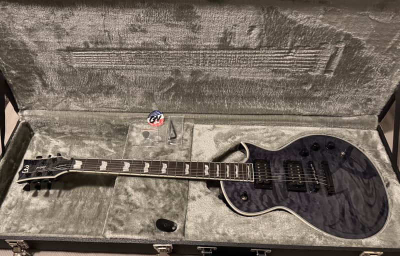 2023 ESP LTD EC-1000 Deluxe Piezo See Thru Black w/Macassar Ebony fretboard, ESP case. image 1