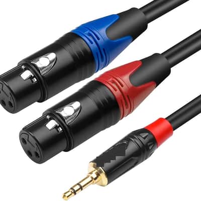 Dual Female XLR to 3.5mm Y-Splitter Cable, Unbalanced XLR Female to 1/8 Inch Mini Jack TRS Stereo Aux Interconnect Audio Mic Breakout Patch Cord - 10 Feet/3 Meters image 1