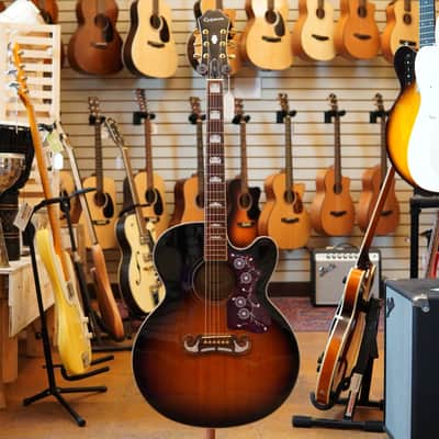 Epiphone EJ-200SCE Acoustic-Electric Guitar 2019 Vintage Sunburst w/Epiphone Hard Case image 4