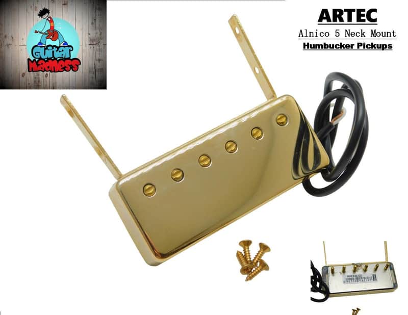 Artec Neck Mount Alnico 5 Gold Humbucker for Hollow Body Guitar Bild 1