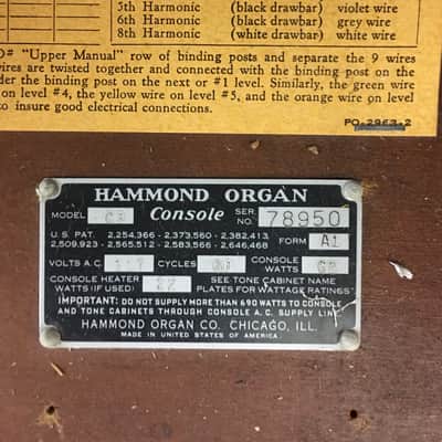 HAMMOND C3 ORGAN C3 and LESLIE H22 1950’s-1960’s image 6
