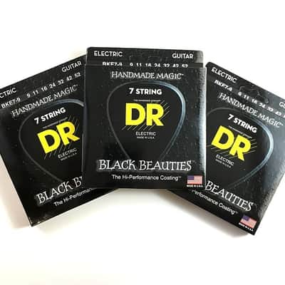 DR Guitar Strings Electric 7-String 3-Pack K3 Black Beauties 9-52 Extra Light