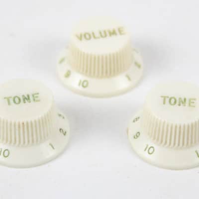 1970s-1980s Fender Stratocaster Strat White/Cream Volume/Tone Knob Set ~VINTAGE~ image 2