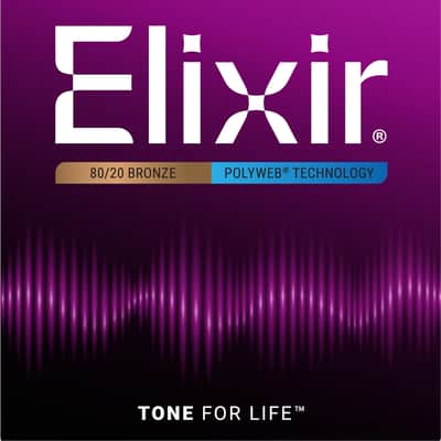 Elixir Polyweb Coated 80/20 Bronze Acoustic Guitar Strings 11075 Light Medium 12-56 image 1