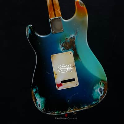 Fender Stratocaster HSS Galaxy Blue Aged Relic by East Gloves Customs (RARE) image 13