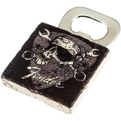 Fender Guitar/Bass Skull David Lozeau Stone Travertine Bottle Opener 910-0321-000 image 2