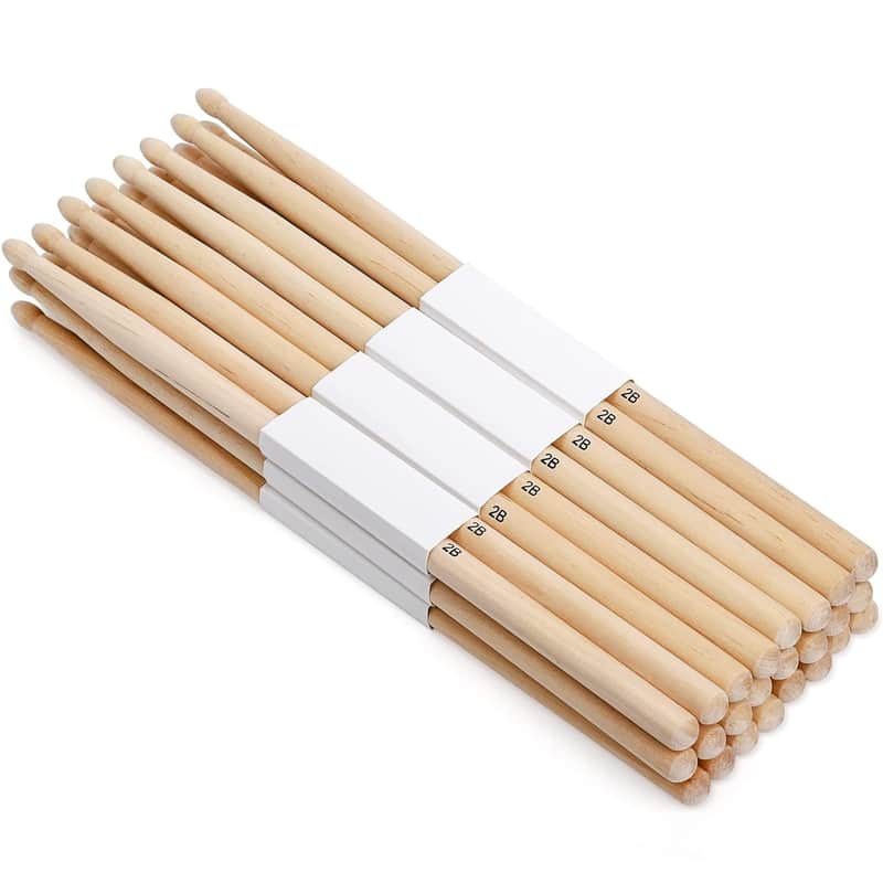 2025 Unbranded 12 Pairs Drumsticks, Hard Maple 2B Wood Tip Dru...