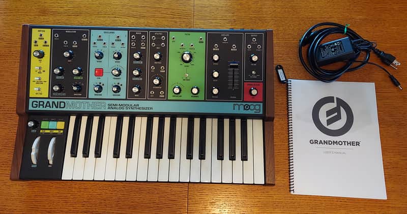 Moog Grandmother 32-Key Semi-Modular Analog Synthesizer with Custom Walnut Cheeks image 1