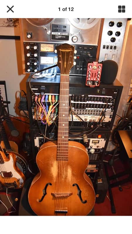 Beautifully worn Harmony H1407 F-hole Patrician 1958 arch top acoustic guitar image 1