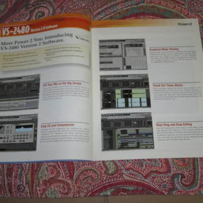 very litely handled genuine Roland / Boss 2002 New Product Catalog Vol. 1 (January 2002) - features 24 products - color, semi gloss sheen, thin quality paper, 44 Total Pages from Front Outer Cover to Back Outer Cover, L: 11" x W: 8 & 3/8" printed in Japan image 3