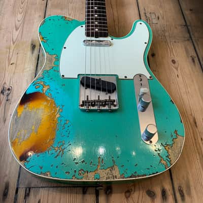 2021 FENDER CS - LTD ED '60 TELECASTER CUSTOM - SEA FOAM GREEN OVER SUNBURST RELIC image 5