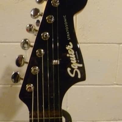 Squier Paranormal Strat-O-Sonic 2025 Sapphire Blue P90 Pickups w/ Fender Gig Bag and Ernie Ball Black guitar strap image 1