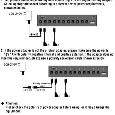 Rowin PW-1 Power Supply + USB 10 Isolated DC Output for 9V/12V/18V Guitar Bass Effect Pedals image 5