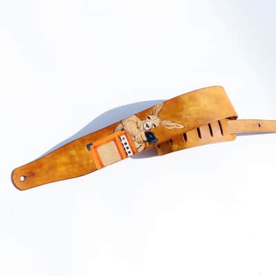 burnyblack custom made guitar strap - gungaroo brown/orange image 5