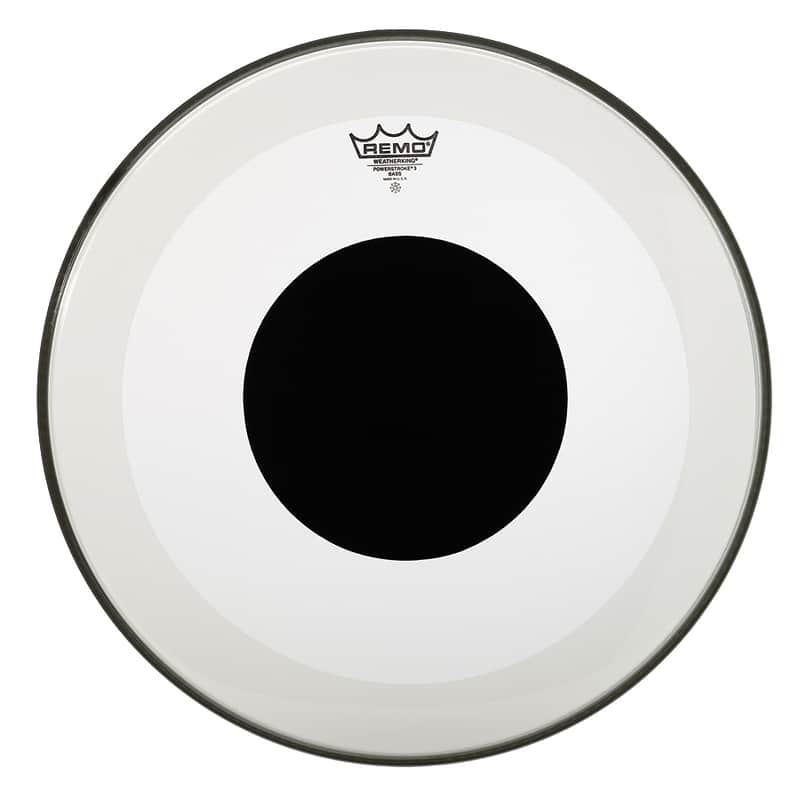 Remo Powerstroke P3 Clear Top Black Dot Bass Drum Head 22" image 1