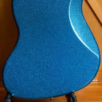 Fender USA neck on a custom Thinline Jazzmaster body Blue Sparkle offset - Bare Knuckle and The Creamery pickups image 6