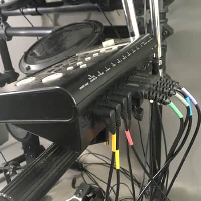 7-Piece Full Electronic Drum Kit Model E-ED001 2010 Black Rack + Cymbals Pedals Cables AC Adapter + Bonus Drum Stool image 11