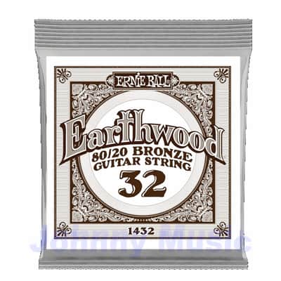 .032" Earthwood 80/20 Bronze Wound Over Brass-Plated High-Carbon Steel Hex-Core Acoustic Guitar Single String image 1