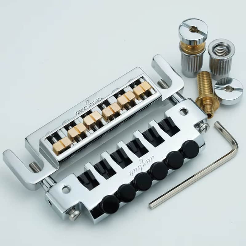 Vintage Chrome Guitar TP6 Tailpiece with Brass Tune O Matic Bridge image 1
