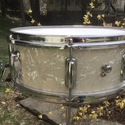 Slingerland Artists Snare Drum 1966 White Marine Pearl image 3