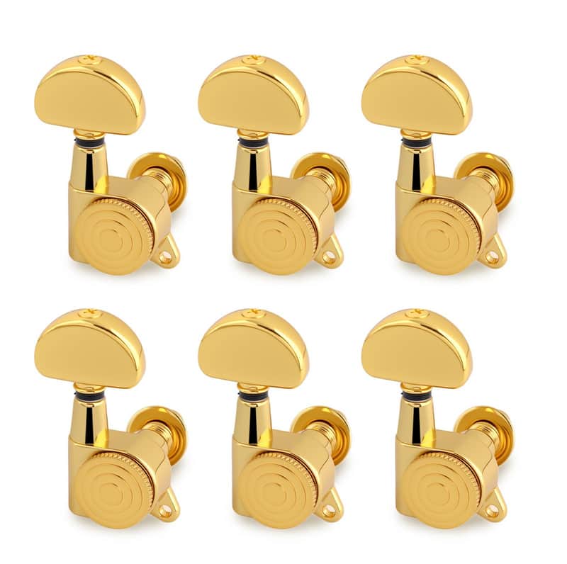 Locking Guitar String Tuning Pegs Sealed Machine Heads Tuners Tuning Keys 6 In Line for Right Handed Electric Guitar or Acoustic Guitar Half Round Head Gold. image 1