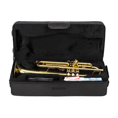 Bb Trumpet Brass Beginner Set – Gold Finish w/ Case, Mouthpiece & Gloves – Student Starter Instrument image 8