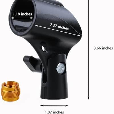 2PC Stands Black Mic Clip for Microphone Mic Clip Holder for Mic Stand with 5/8" Male to 3/8" Female Adapter, 2-pack image 2