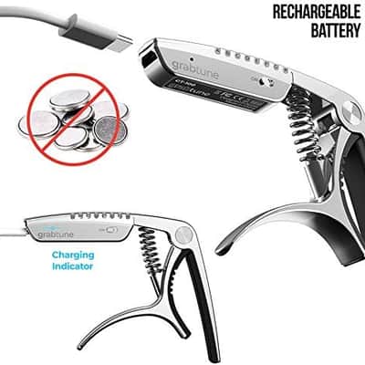 Personality Advanced Capo-Tuner 2-in-1 for Acoustic Guitar with USB Rechargeable Battery/LED Edge Lighting Display Guitar Capo Universal Accessories (Capo-Tuner 2-in-1 Black) image 2