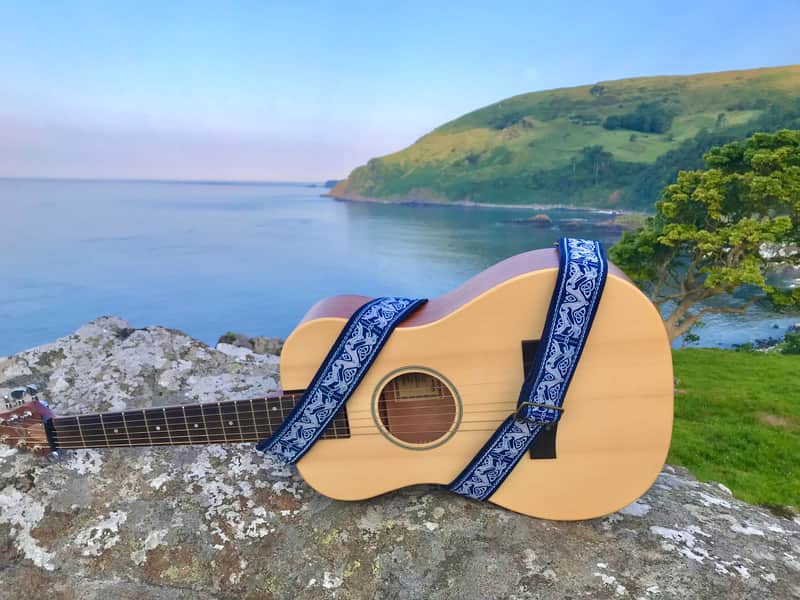 Vtar Blue Celtic Beast Guitar Strap Handmade with Vegan Leather image 1