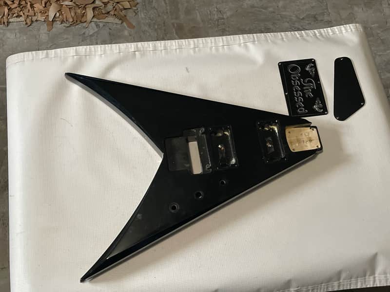 1990's MIJ Jackson Professional King V Black Guitar Body Floyd Tremolo Ready image 1