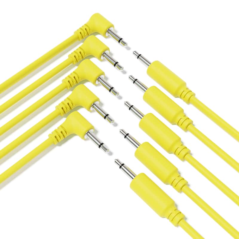 ExcelValley [Yellow | 150 cm - 59.06"] 5-Pack Hybrid Mono Modular Patch Cables TS 3.5mm 1/8" Eurorack Synth Synthesizer image 1