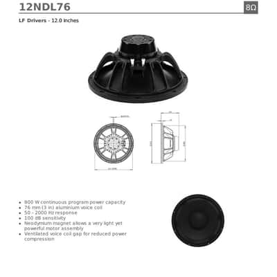 B&C 12NDL76 12" Neodymium Midrange Midbass Woofer 800W 8-Ohm Replacement Speaker. image 3