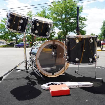 DW USA Collectors Series - Ebony Chaos - 4pc Pure Maple SSC Shell Pack With Ring's (DW - Limited Finish) image 2