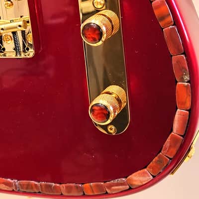 Custom Designed & Crafted Tele Style - Candy Apple Red w/Apple Jasper Stones Serial #080 - 2025 image 7