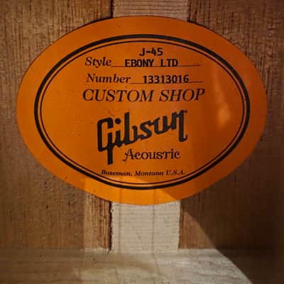 Gibson 2013 Custom Shop J-45 Limited Edition Ebony w/ OHSC image 7