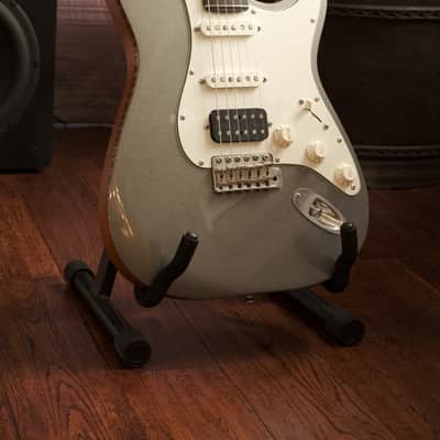 Custom Metallic Grey Strat Style HSS. Genuine Mahogany & Flame Maple Binding. image 5